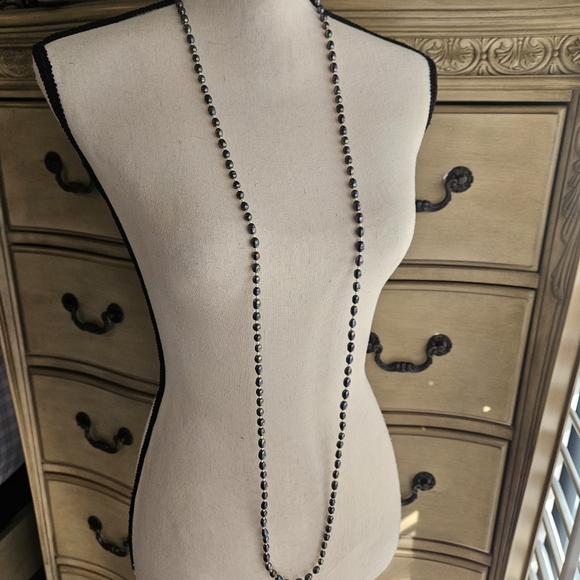 Genuine Black Pearl Necklace 54-inch Extra Long Beaded Single Strand GUC - Picture 12 of 13